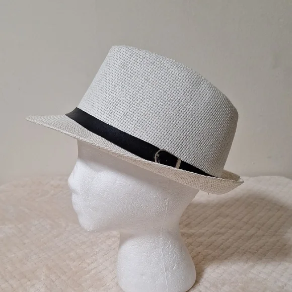 Childrens Stylish White Fedora Hat with Black Band - Picture 1 of 3